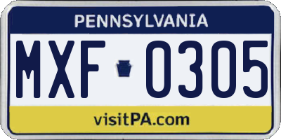 PA license plate MXF0305