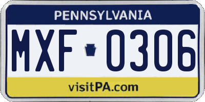PA license plate MXF0306