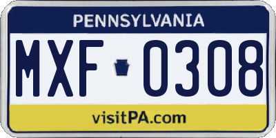PA license plate MXF0308