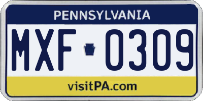 PA license plate MXF0309