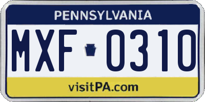 PA license plate MXF0310