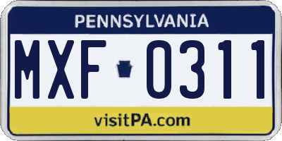 PA license plate MXF0311