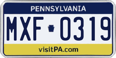 PA license plate MXF0319