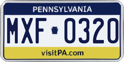 PA license plate MXF0320