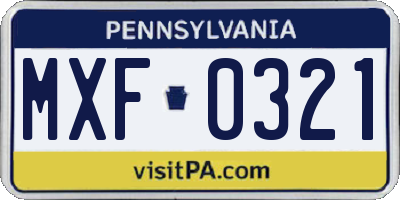 PA license plate MXF0321