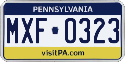 PA license plate MXF0323
