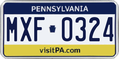 PA license plate MXF0324