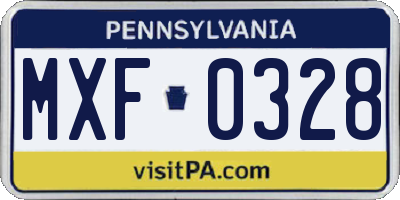 PA license plate MXF0328