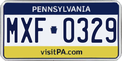 PA license plate MXF0329