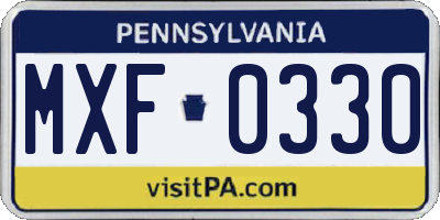 PA license plate MXF0330