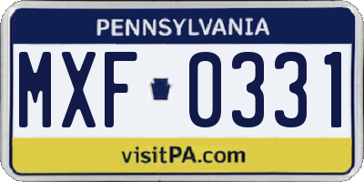 PA license plate MXF0331