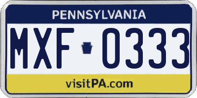 PA license plate MXF0333
