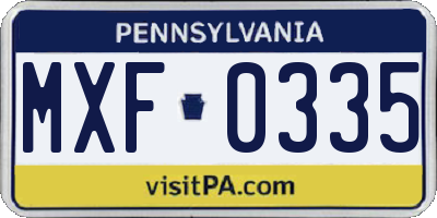 PA license plate MXF0335
