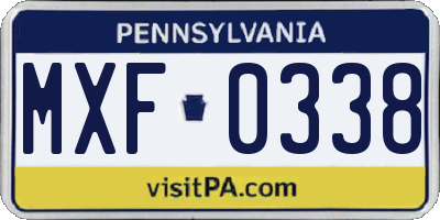 PA license plate MXF0338