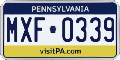 PA license plate MXF0339