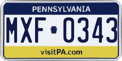 PA license plate MXF0343