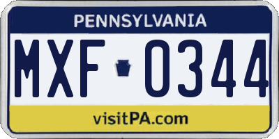PA license plate MXF0344