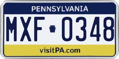 PA license plate MXF0348