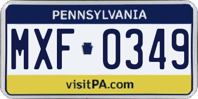 PA license plate MXF0349