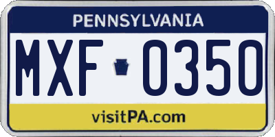 PA license plate MXF0350