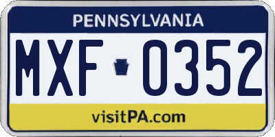 PA license plate MXF0352