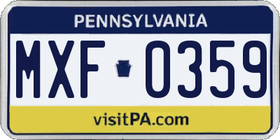 PA license plate MXF0359
