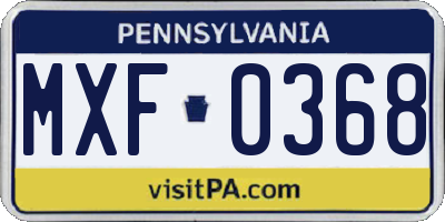 PA license plate MXF0368
