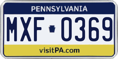 PA license plate MXF0369