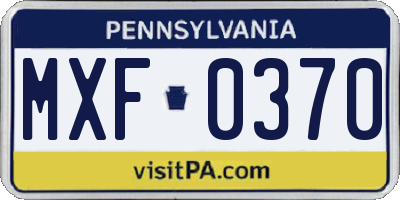 PA license plate MXF0370