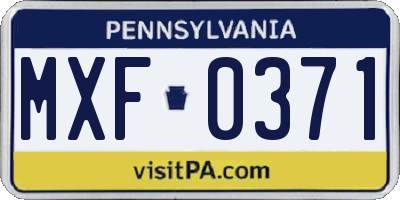 PA license plate MXF0371