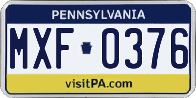 PA license plate MXF0376
