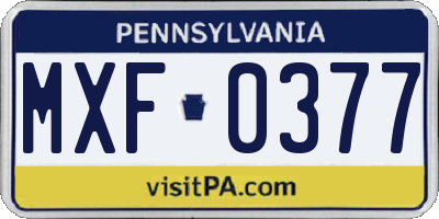PA license plate MXF0377