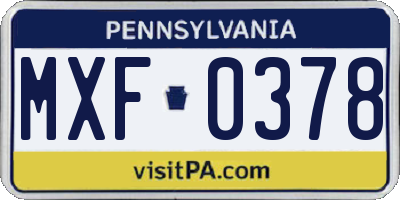 PA license plate MXF0378