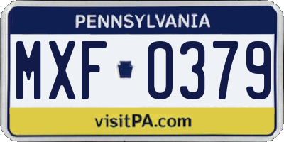 PA license plate MXF0379