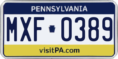 PA license plate MXF0389