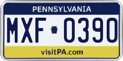 PA license plate MXF0390
