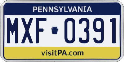 PA license plate MXF0391