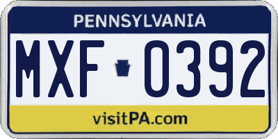 PA license plate MXF0392