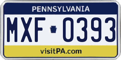 PA license plate MXF0393