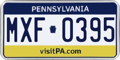 PA license plate MXF0395