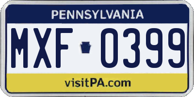 PA license plate MXF0399