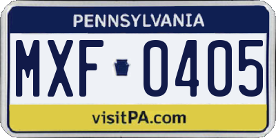 PA license plate MXF0405