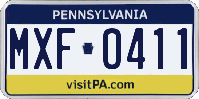 PA license plate MXF0411
