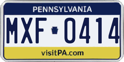 PA license plate MXF0414