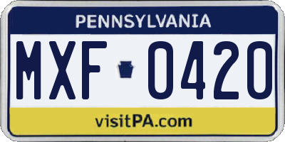 PA license plate MXF0420