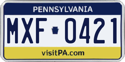 PA license plate MXF0421