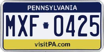 PA license plate MXF0425