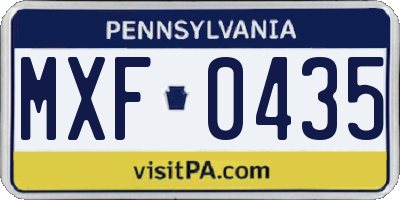 PA license plate MXF0435
