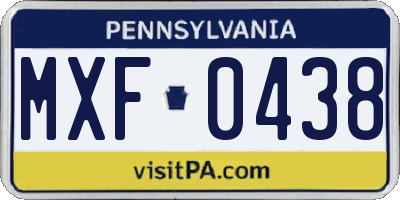 PA license plate MXF0438