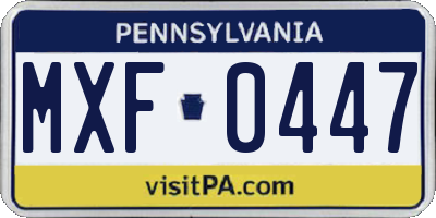 PA license plate MXF0447